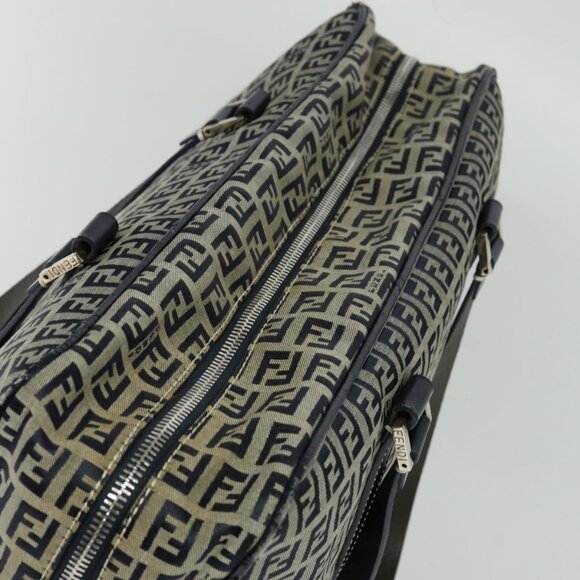 FENDI Zucchino Canvas Hand Bag Navy Silver Auth - Picture 6 of 16